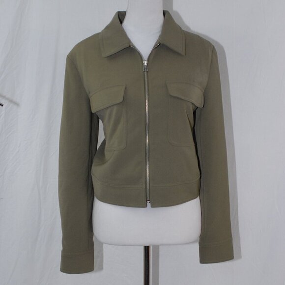 LNC Jacket Cropped 22” pit to pit Nine West Womens Large Army Green - Picture 2 of 8